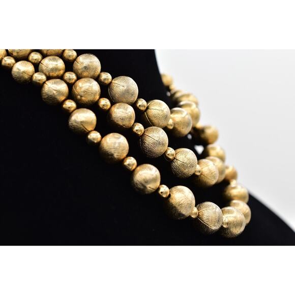 Coro Multi-Layered Beaded Collar Necklace Gold Tone Chunky Signed 1950s BinBM - Picture 6 of 16